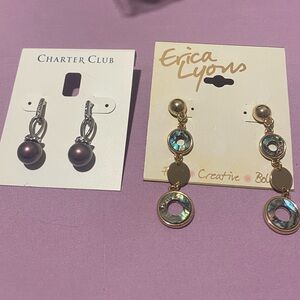 Erica Lyons Gold and Iridescent Dangle Earrings